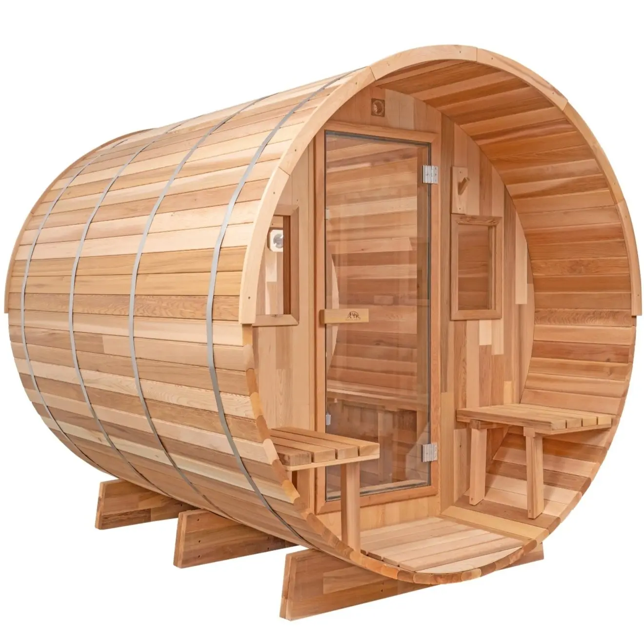 10 FT Red Cedar Barrel Sauna with Porch - 6-8 Person - Image 17