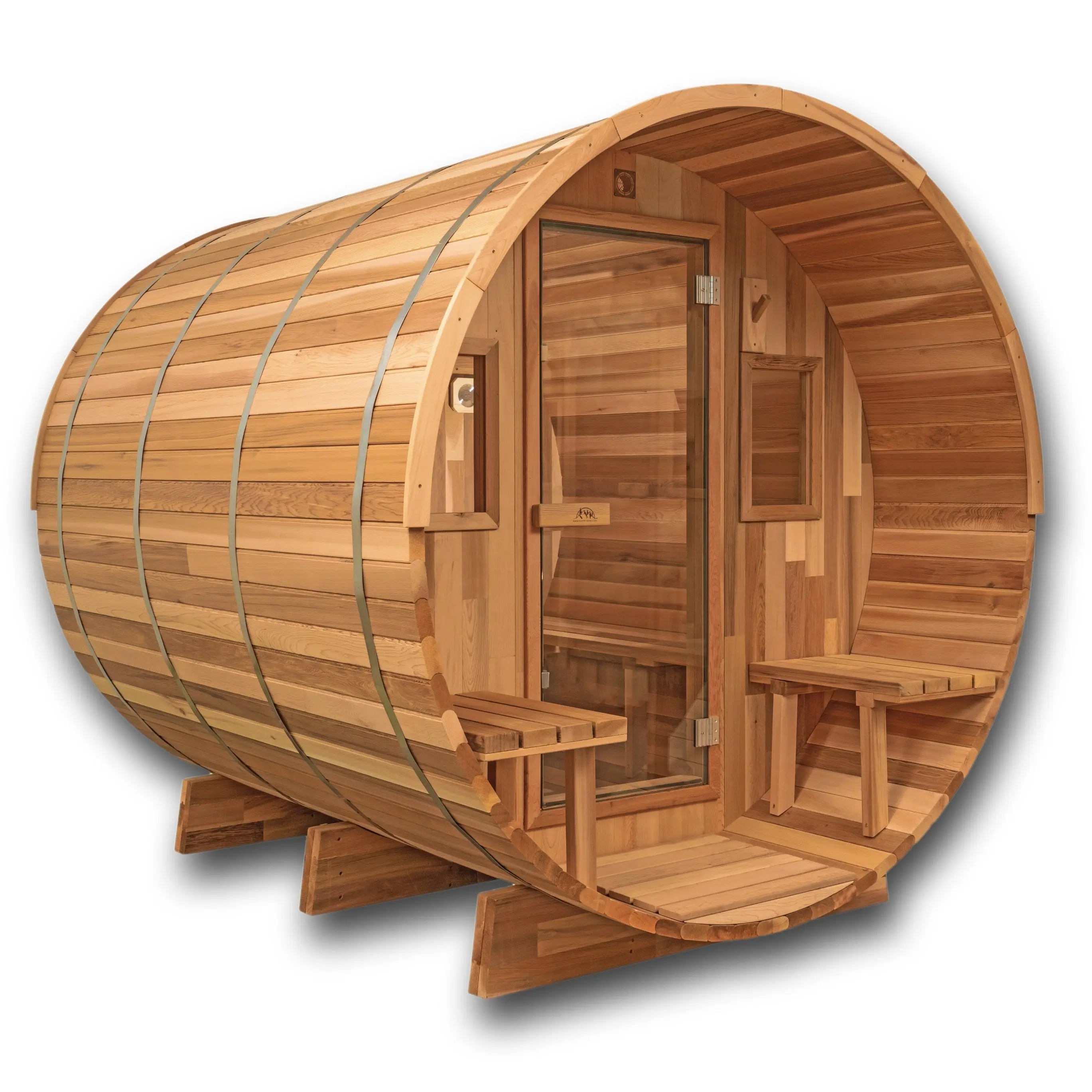 10 FT Red Cedar Barrel Sauna with Porch - 6-8 Person - Image 18