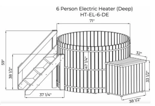 Classic Cedar Hot Tub - Electric Heater 6'W X 4'H (6 Person Deep) - Image 12