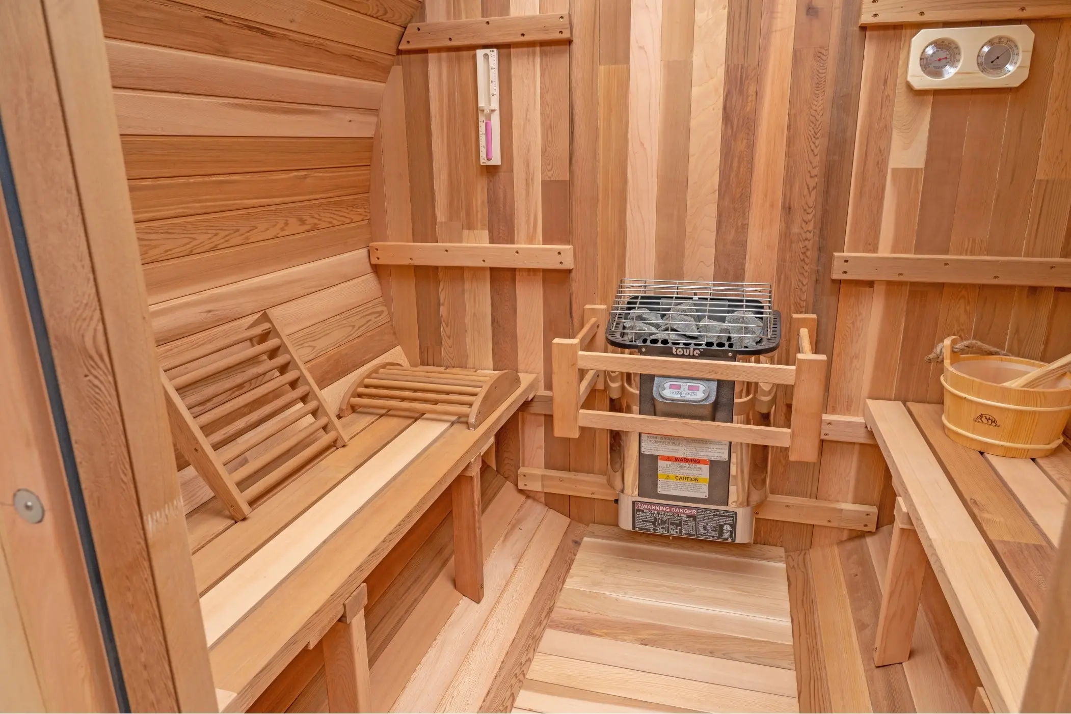 8 FT Classic Red Cedar Barrel Sauna with Porch - 4-6 Person - Image 4