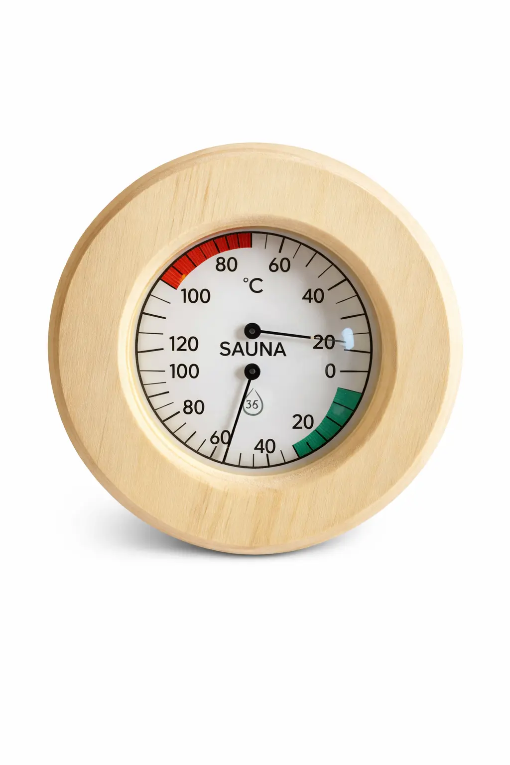 Sauna Hygrometer and Thermometer- Standard Wood - Single Gauge
